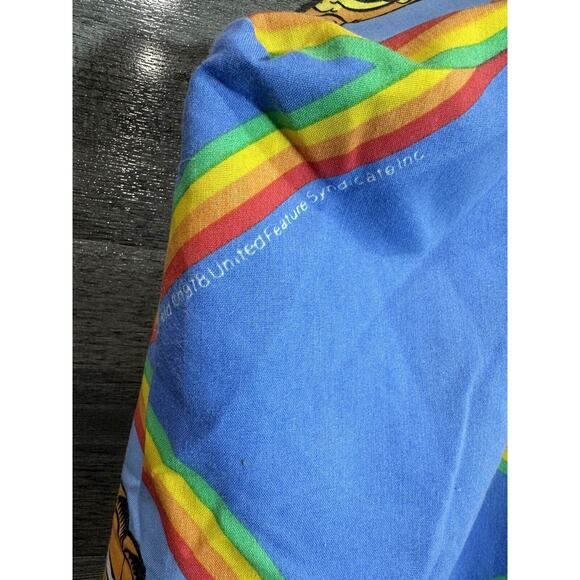 Vintage Garfield 1978 Blue Rainbow Fitted Sheet 53”x73” Made In USA READ - Picture 2 of 6